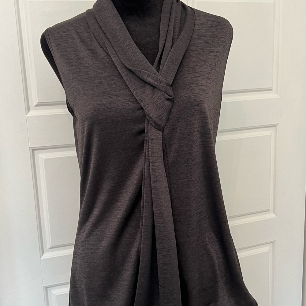 Sleeveless Drape Blouse - Charcoal